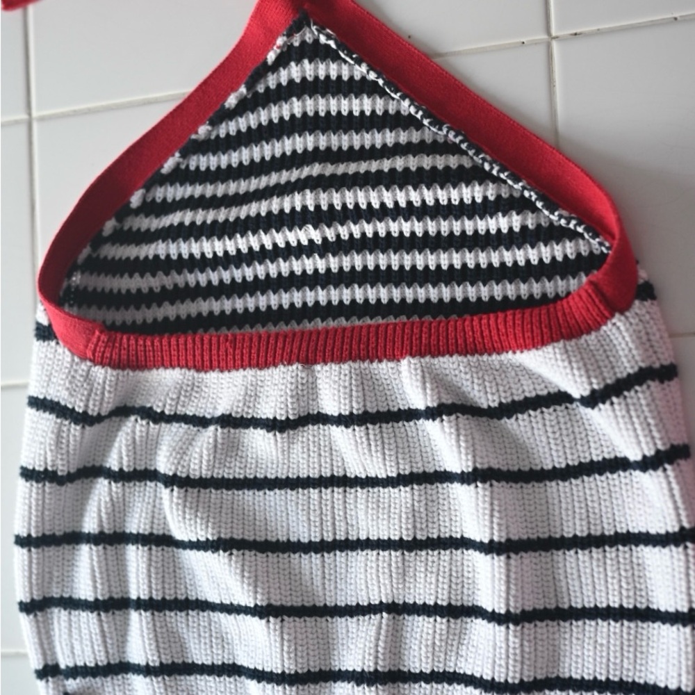 Tommy Hilfiger Chunky Knit Halter Top in Red White & Blue - Trendy Y2K - Picture 8 of 14